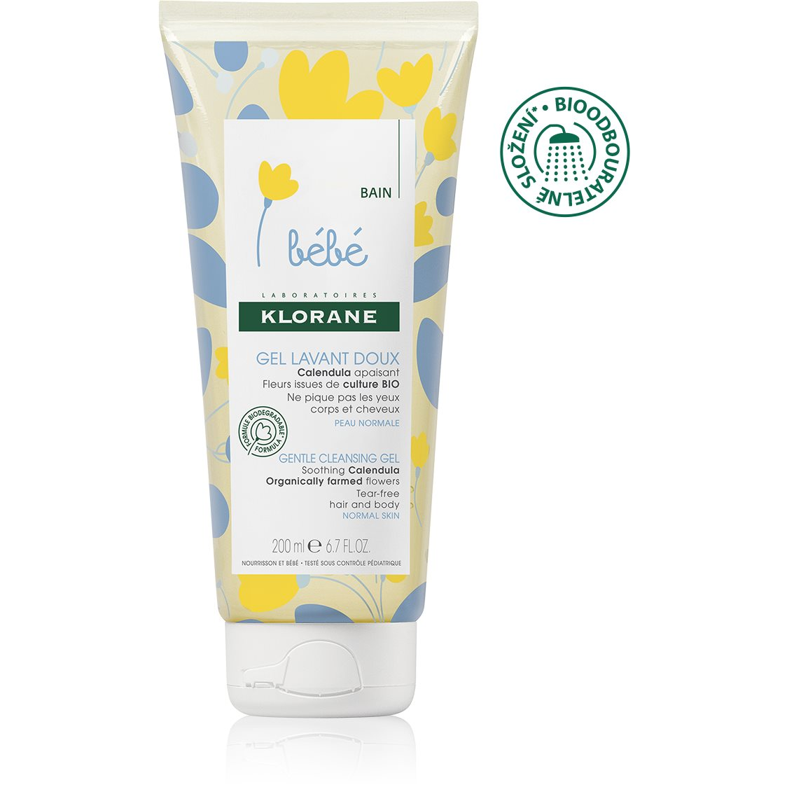 Klorane Bébé gyengéd tusfürdő és sampon egyben 200ml (3282770104936)