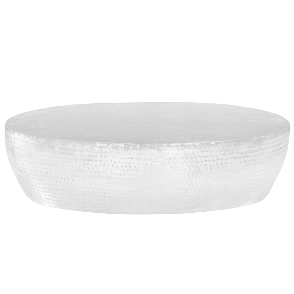 ezüst kalapált alumínium dohányzóasztal 100 x 50 x 28 cm (246506)