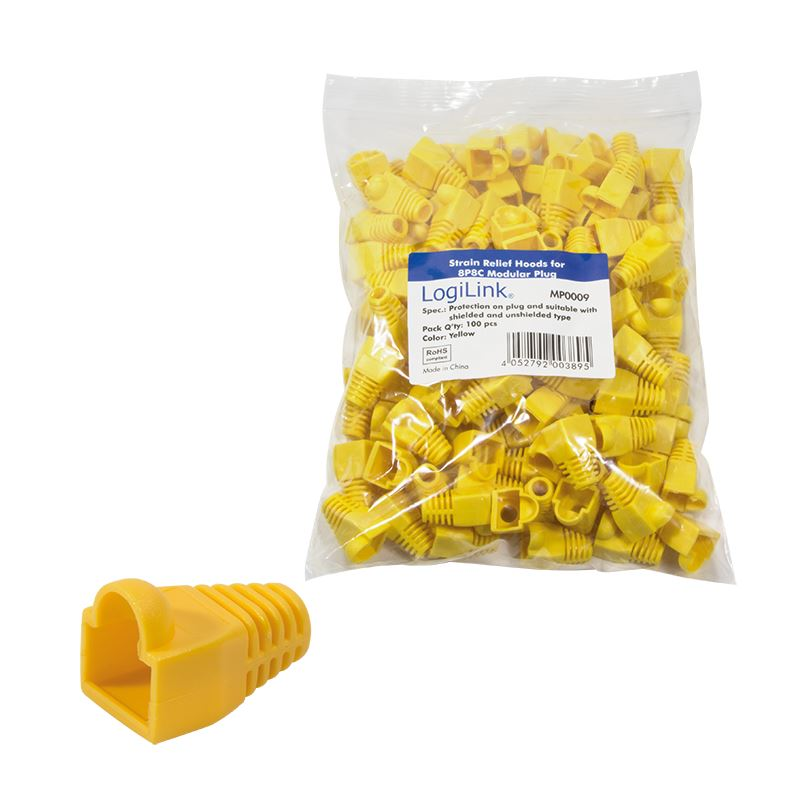 LogiLink törésgátló 8P8C moduláris csatlakozókhoz 100db, sárga (MP0009) (MP0009)