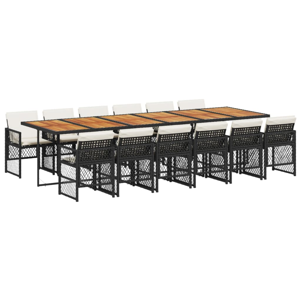 13 részes fekete polyrattan kerti ülőgarnitúra párnákkal (3210771)