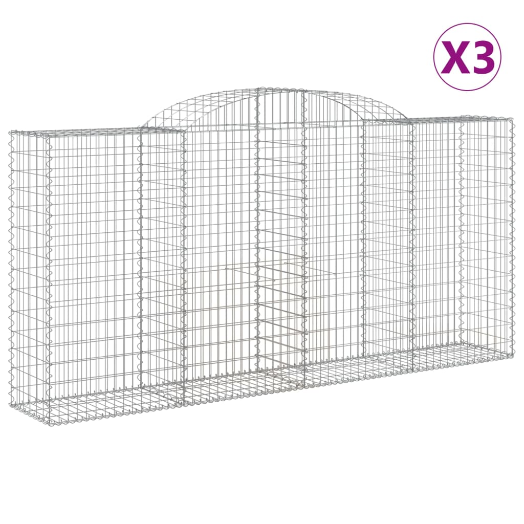 3 db íves horganyzott vas gabion kosár 300x50x140/160 cm (3146738)