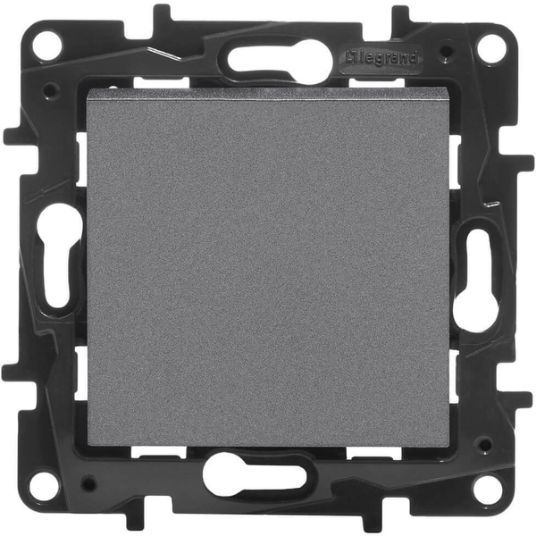 LEGRAND NILOE STEP 863401B JEDNOPÓLOVÝ JEDNODUCHÝ VYPÍNAČ, OCELOVÝ