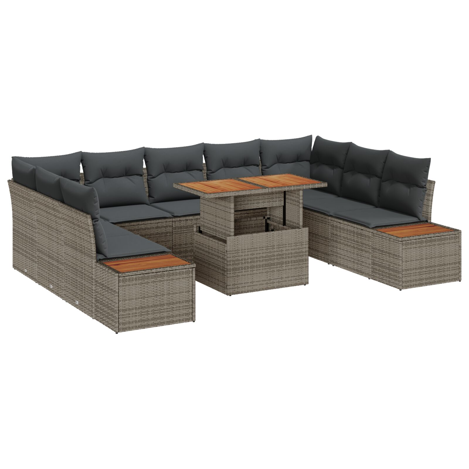 Kerti Kanapé Szett 6-os Szett Szénszürke, Puha Szürke, Világosbarna (3350101)