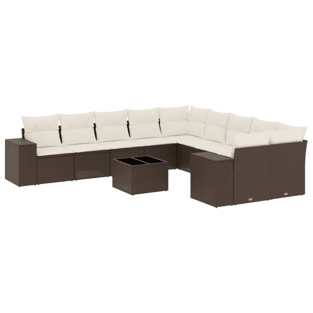 11 részes barna polyrattan kerti ülőgarnitúra párnákkal (3255460)