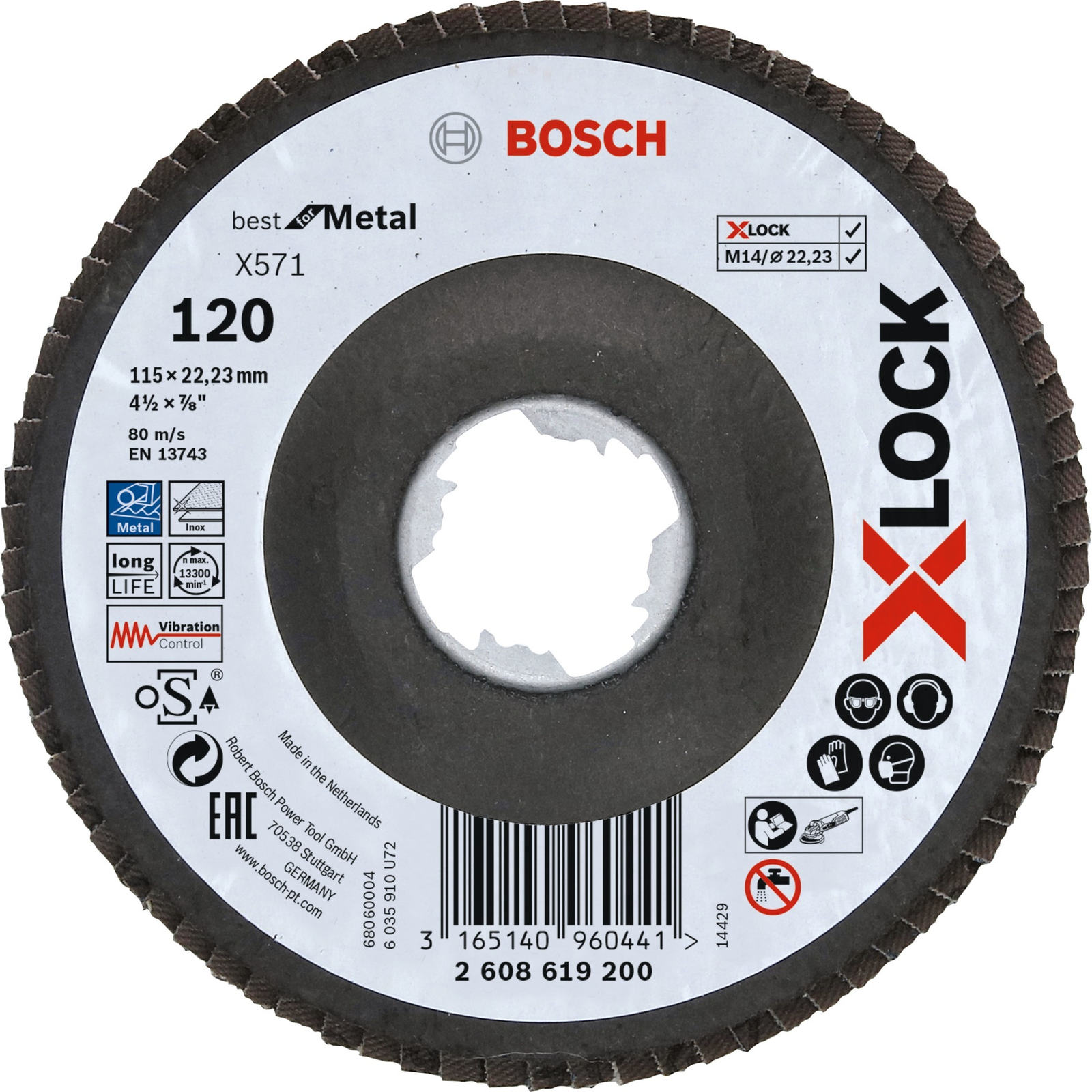 Bosch 2608619200 X-LOCK Best for Metal X571 K120 Csiszolótárcsa - 115mm (2608619200)