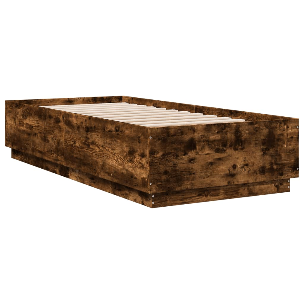 füstös tölgyszínű szerelt fa ágykeret 90 x 200 cm (3209727)