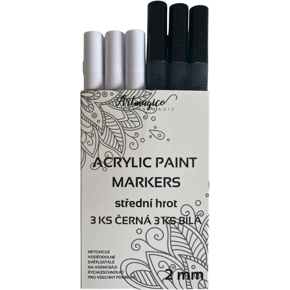 Artmagico acrylic marker set black and white 2-3 mm (275)
