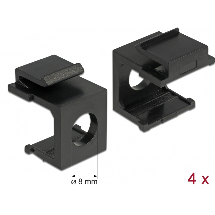 Delock Keystone borító 8mm (4db / csomag) - Fekete (86403)