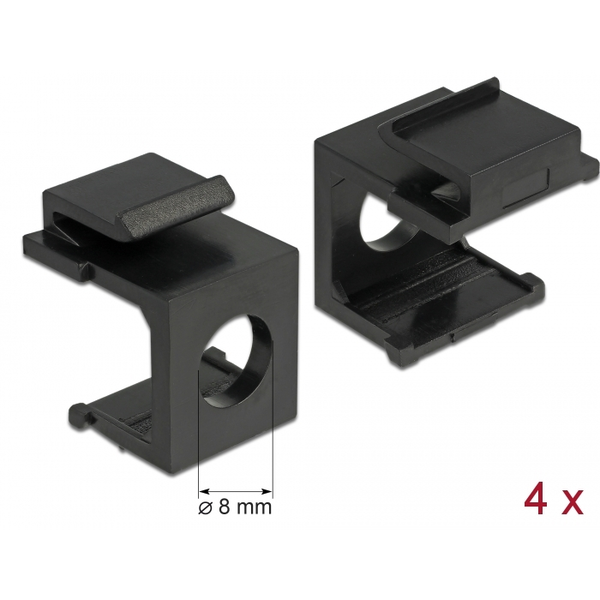 Keystone Abdeckung schwarz mit 8 mm Durchführung 4 Stück