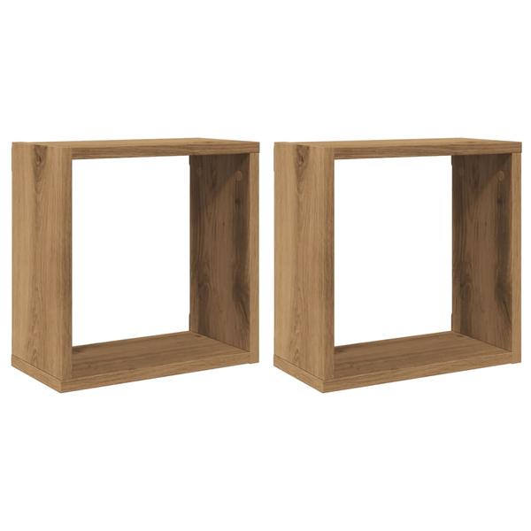 Estantes Cubo De Pared 2 Uds Madera Roble Artisan 30x15x30 Cm Vidaxl