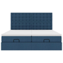 Cadru de pat otoman cu saltele, țesătură albastră 180x200cm