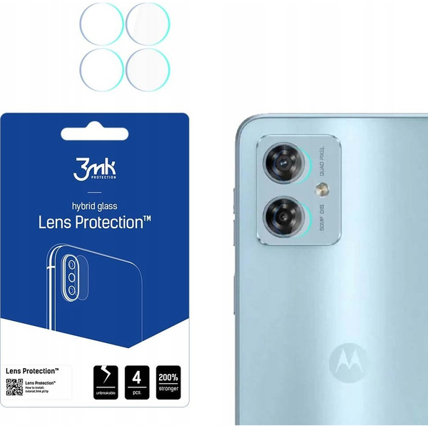 Set 4 folii protectie pentru camera foto, 3MK, Sticla hibrid, Compatibil cu Motorola Moto G54, Transparent