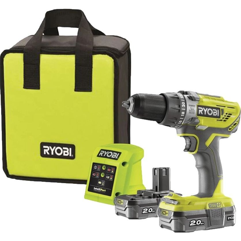 Ryobi 18V 50Nm akkus ütvefúró-csavarozó szett 2x2.0Ah R18PD3-220S (5133003342) (5133003342)