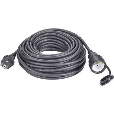 Kültéri, gumi hálózati hosszabbítókábel védőkupakkal, fekete, 20 m, H07RN-F 3G 1,5 mm2, Renkforce 1373173 (1373173)