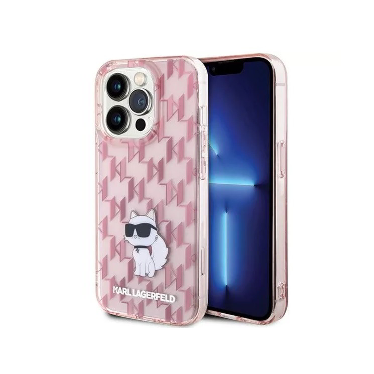 Karl Lagerfeld Monogram Choupette Apple iPhone 15 Pro Max Tok - Rózsaszín (KLHCP15XHNCMKLP)