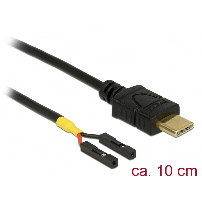 USB-C kábel (samec) > 2 x pin header (samica) napájanie, 10 cm Delock