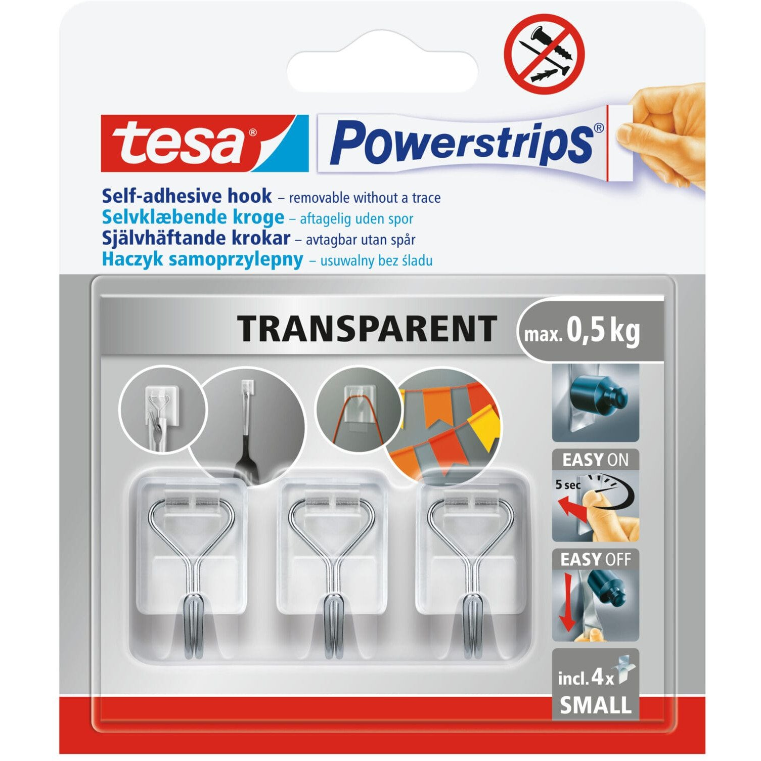 tesa tesa® Powerstrips® huzalkampó S átlátszó (58620-00002-00)