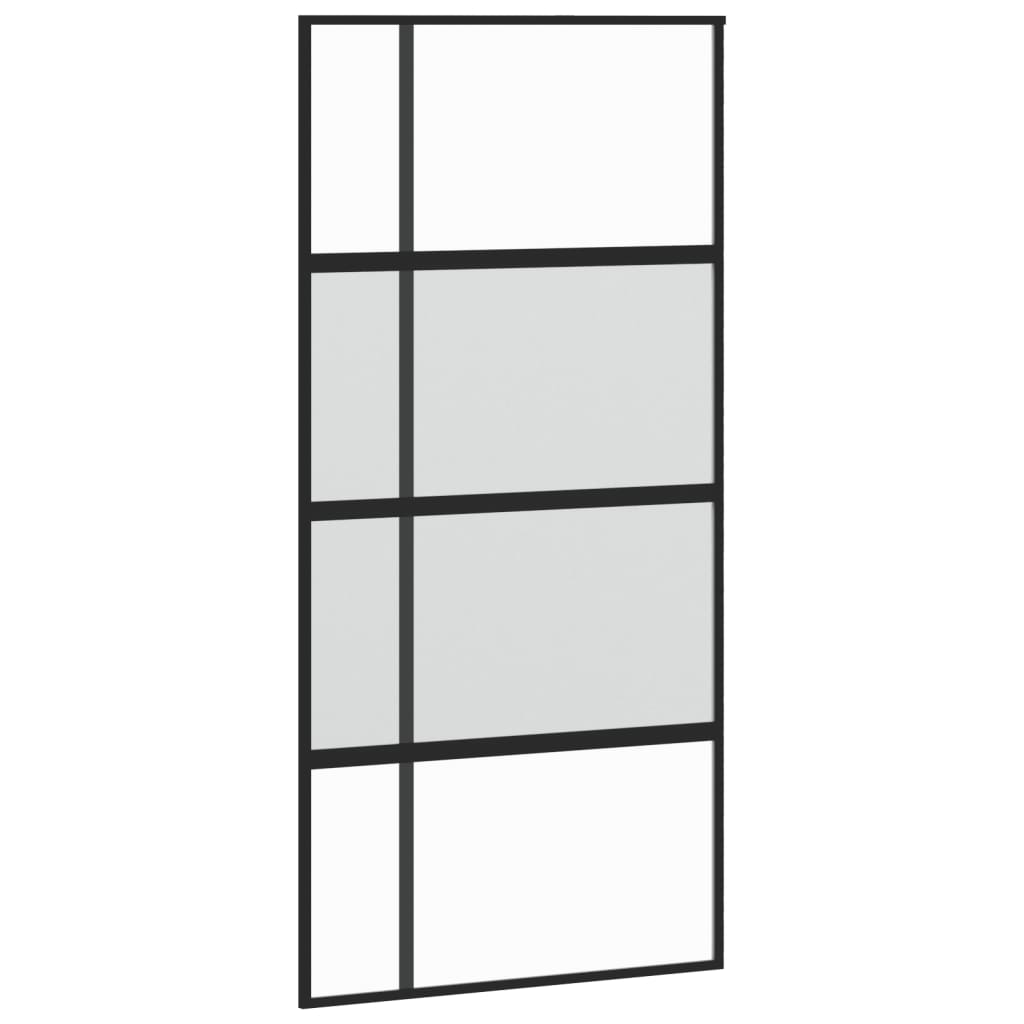 fekete edzett üveg és alumínium tolóajtó 102,5 x 205 cm (155230)