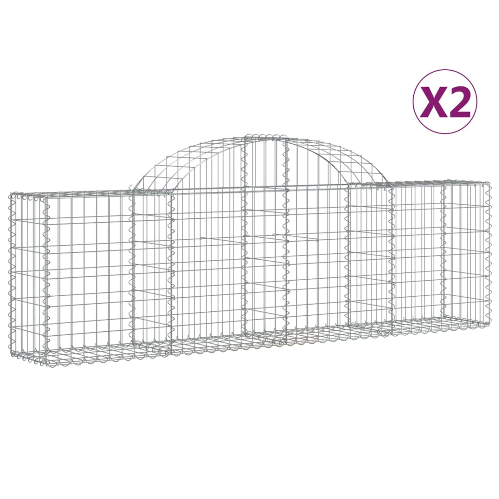 2 db íves horganyzott vas gabion kosár 200x30x60/80 cm (3146068)