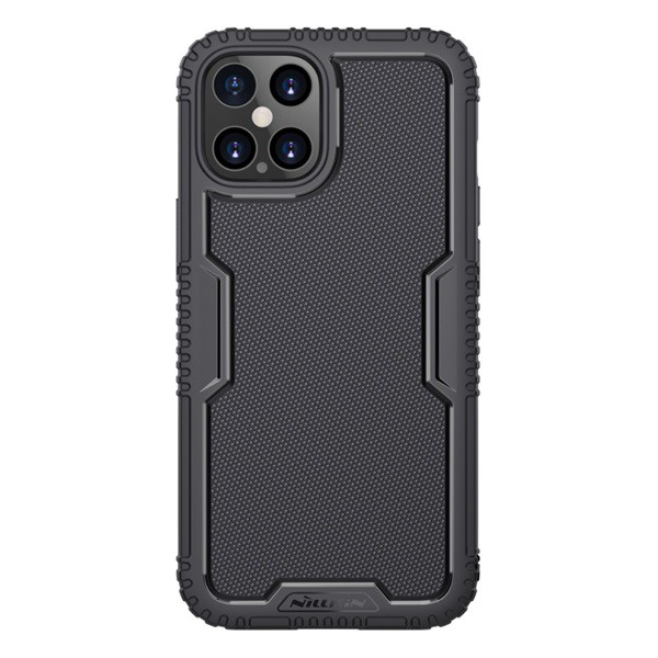NILLKIN TACTICS szilikon telefonvédő (műanyag belső, közepesen ütésálló, rács minta) FEKETE [Apple iPhone 12 Pro Max] (5996591003962)