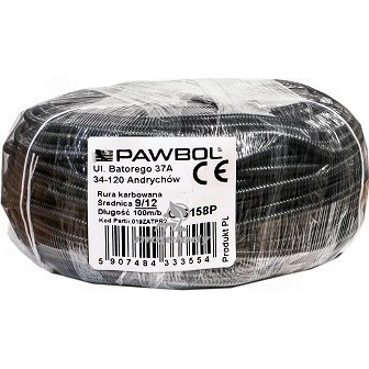 Pawbol Rura karbowana Pawbol G.6158P samochodowa, zwykła 100m, 9/12 mm czarna