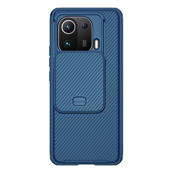 NILLKIN CAMSHIELD PRO műanyag telefonvédő (szilikon keret, közepesen ütésálló, kamera védelem, csíkos minta) SÖTÉTKÉK [Xiaomi Mi 11 Pro 5G]
