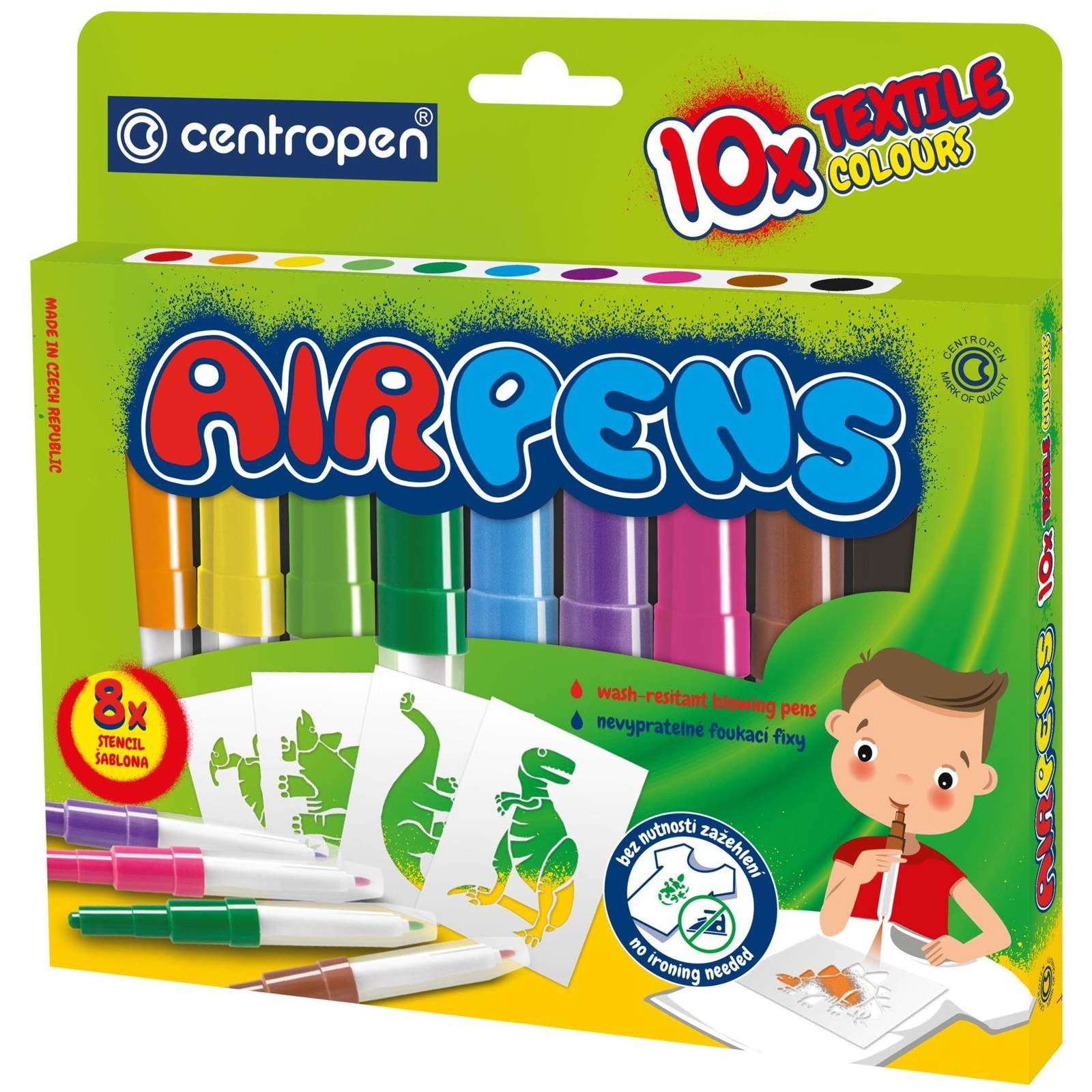 Centropen Air Pens 1539, fújós, textilre, 10 db a csomagban (8595013633588)