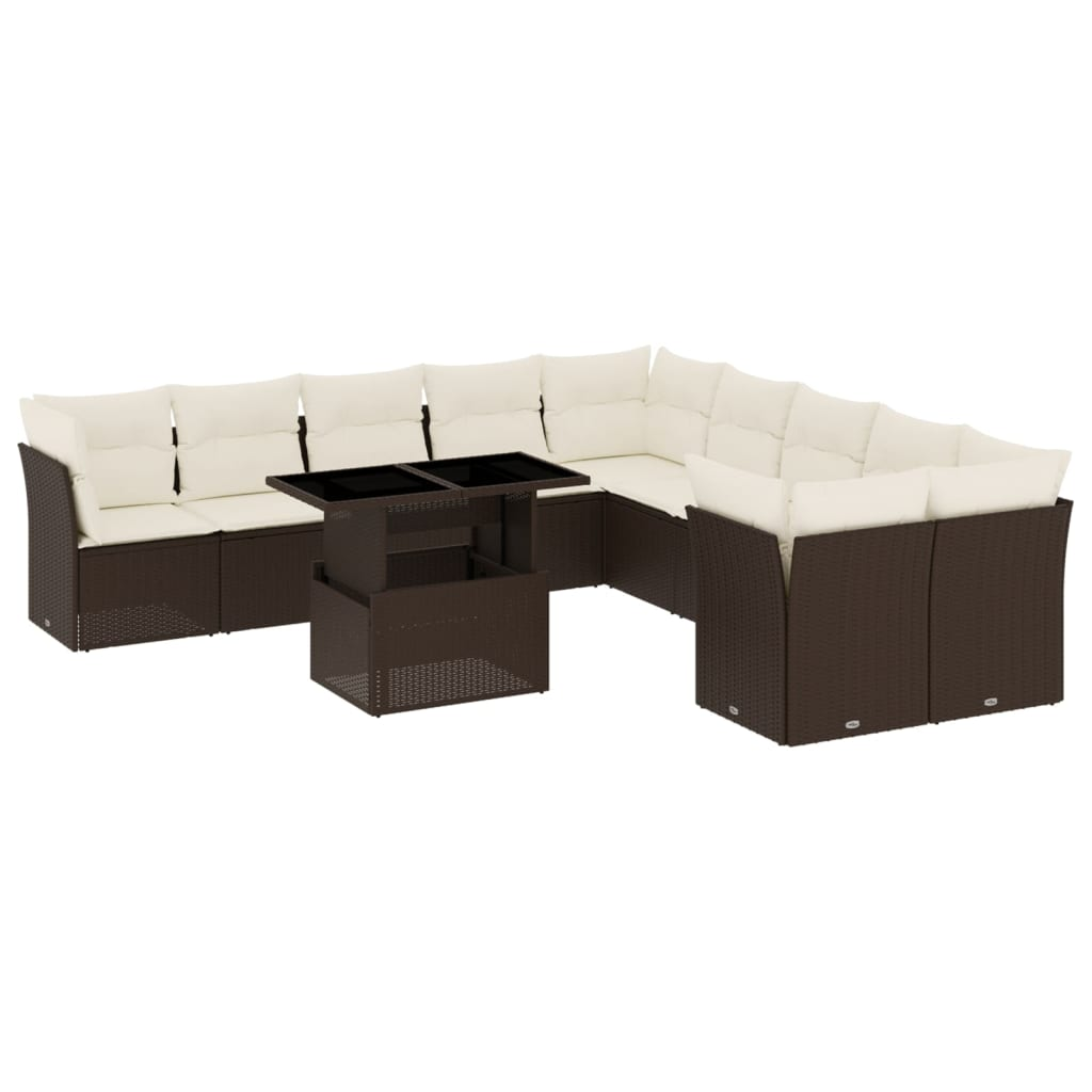 11 részes barna polyrattan kerti ülőgarnitúra párnákkal (3266883)