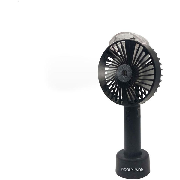 Ventilator, RealPower, 1200 mAh, Incarcare USB, 3 viteze, Negru