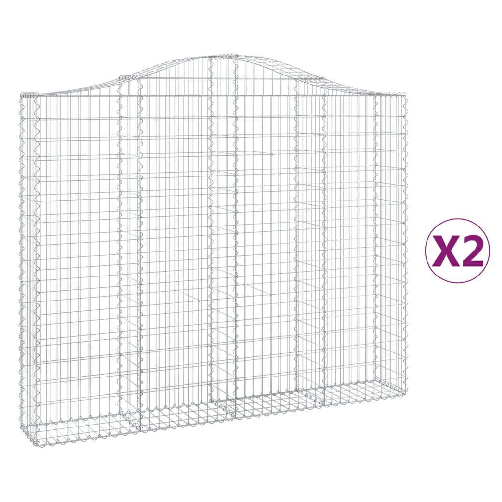 2 db íves horganyzott vas gabion kosár 200x30x160/180 cm (3145493)