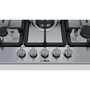 Plita incorporabila Bosch PGQ7B5B90, Gaz, 5 Arzatoare, Aprindere electrica, Gratare fonta, Arzator Wok, Siguranta arzatoare, 75 cm, Inox