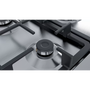 Plita incorporabila Bosch PGQ7B5B90, Gaz, 5 Arzatoare, Aprindere electrica, Gratare fonta, Arzator Wok, Siguranta arzatoare, 75 cm, Inox