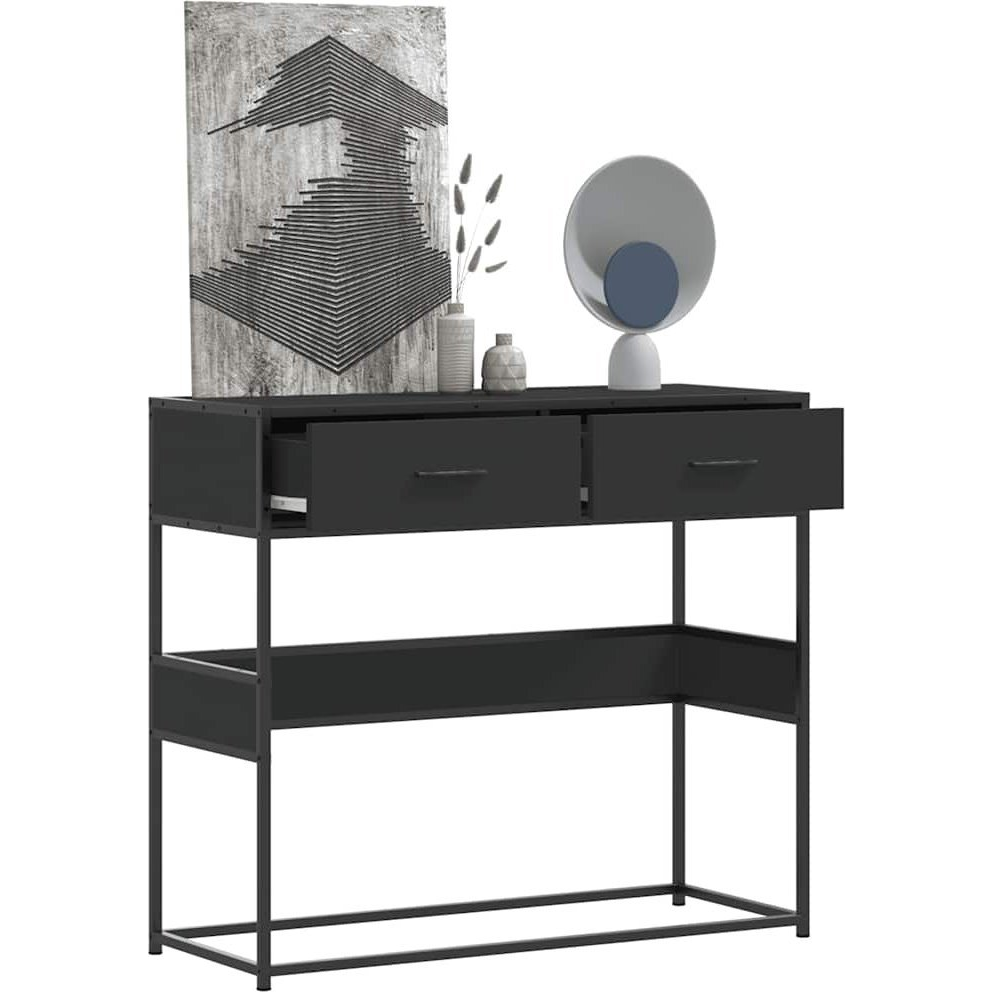 fekete szerelt fa tálalóasztal 90x35x80 cm (849174)