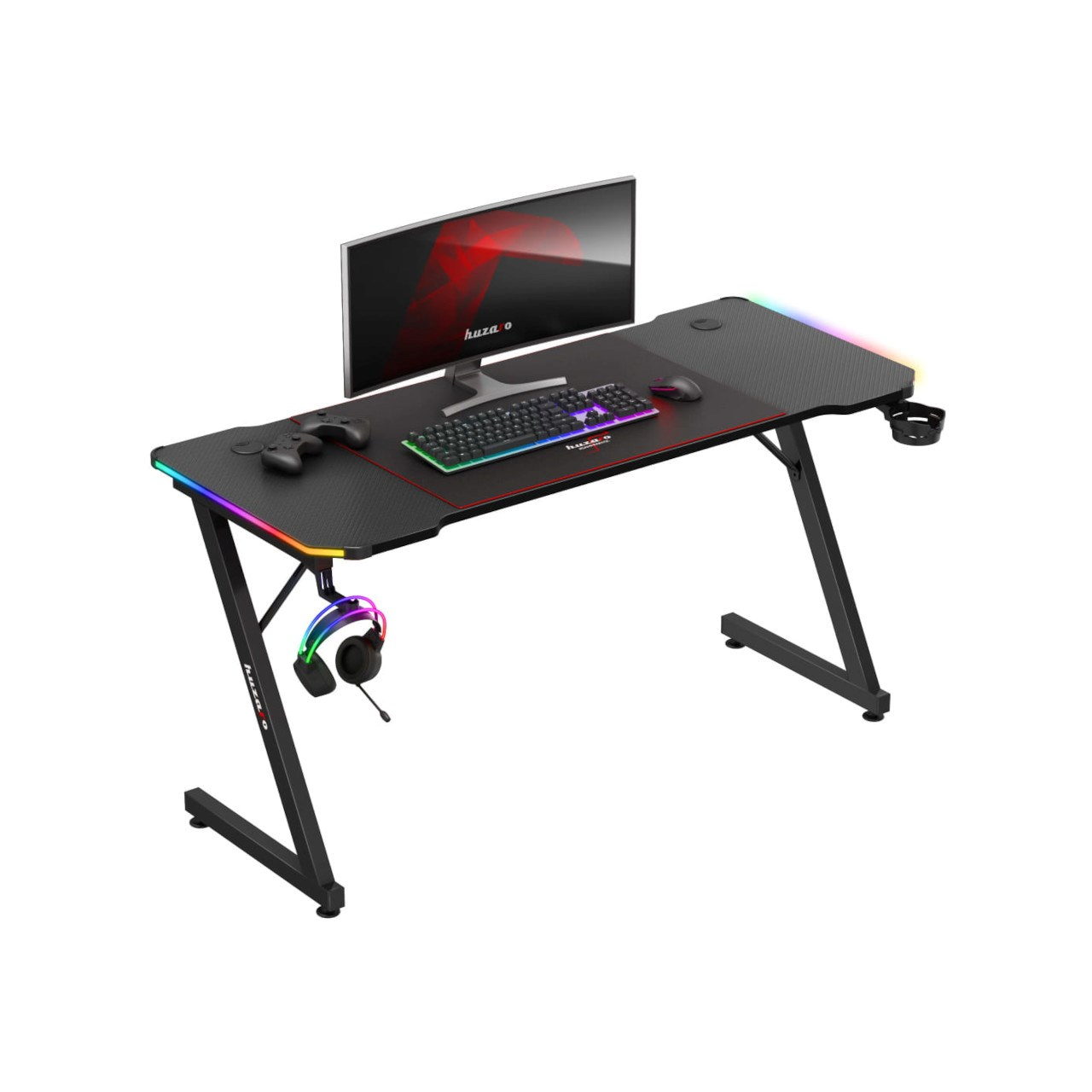 Huzaro Hero 3.3 RGB Gamer asztal 140 x 58 x 74 cm - Fekete (HZ-HERO 3.3 RGB)