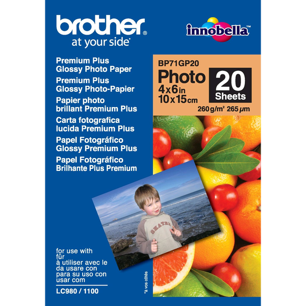 Brother BP71GP20 Premium Glossy Photo Paper fotopapír Bílá
