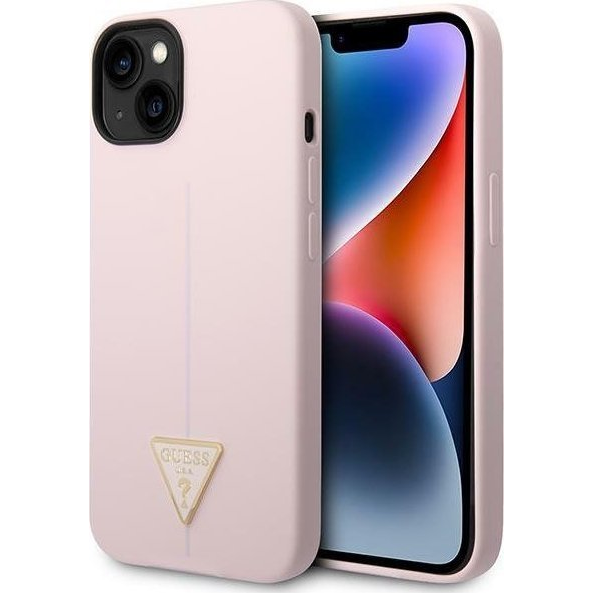 Guess Silicone Triangle Apple iPhone 14 Plus hátlap tok, lila (GUE2005)