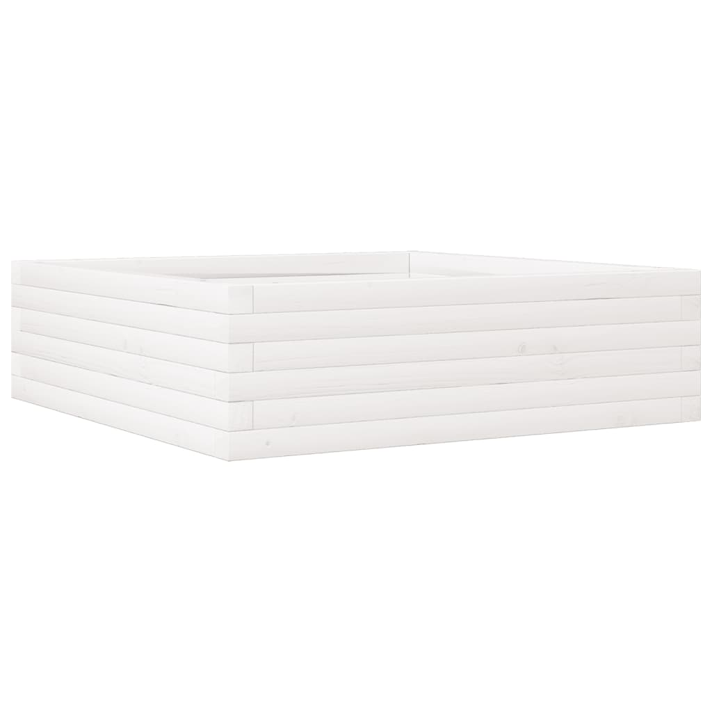 fehér tömör fenyőfa kerti virágláda 80x80x23 cm (847199)