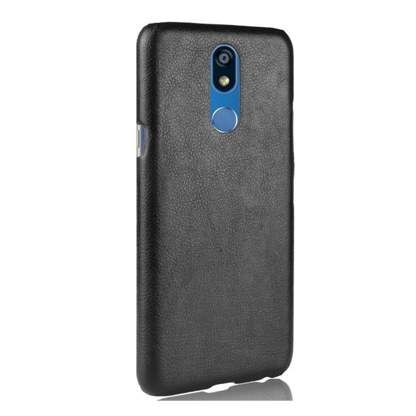 Műanyag telefonvédő (bőr hatású) FEKETE [LG K40 LMX420 (K12 Plus)] (5996457871704)