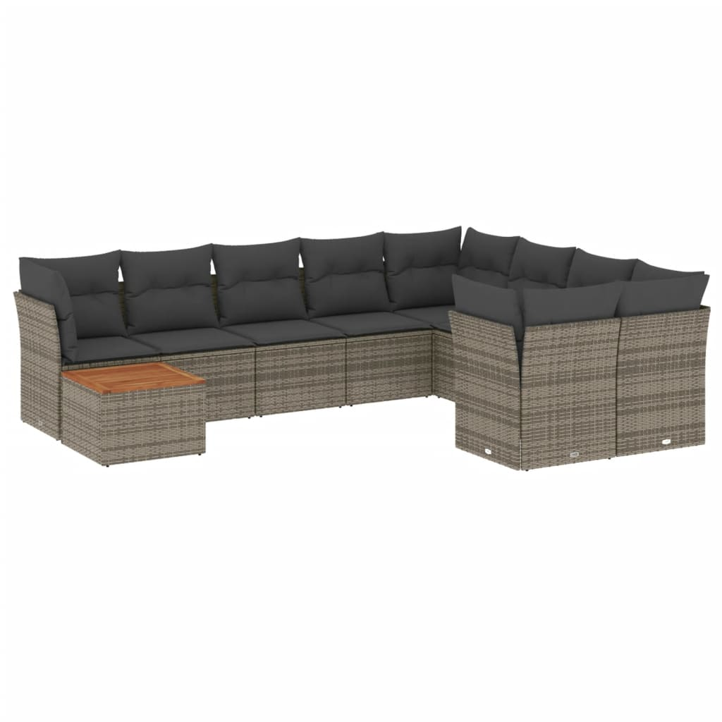 10 részes szürke polyrattan kerti ülőgarnitúra párnákkal (3256158)