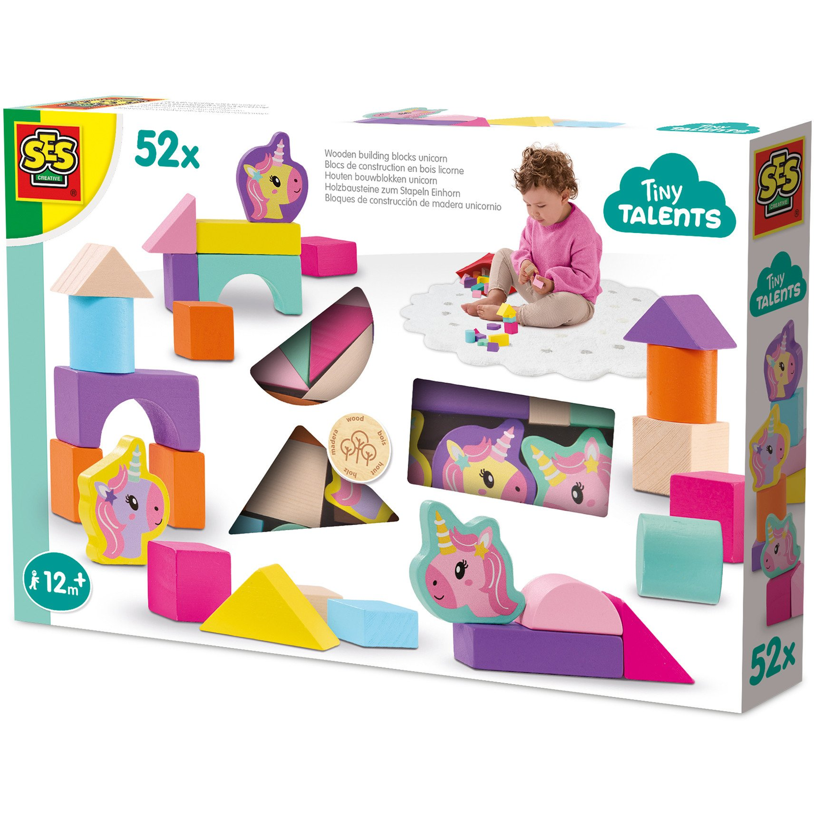 SES Fa Építőelemek, Egyszarvú, 52 Darabos.