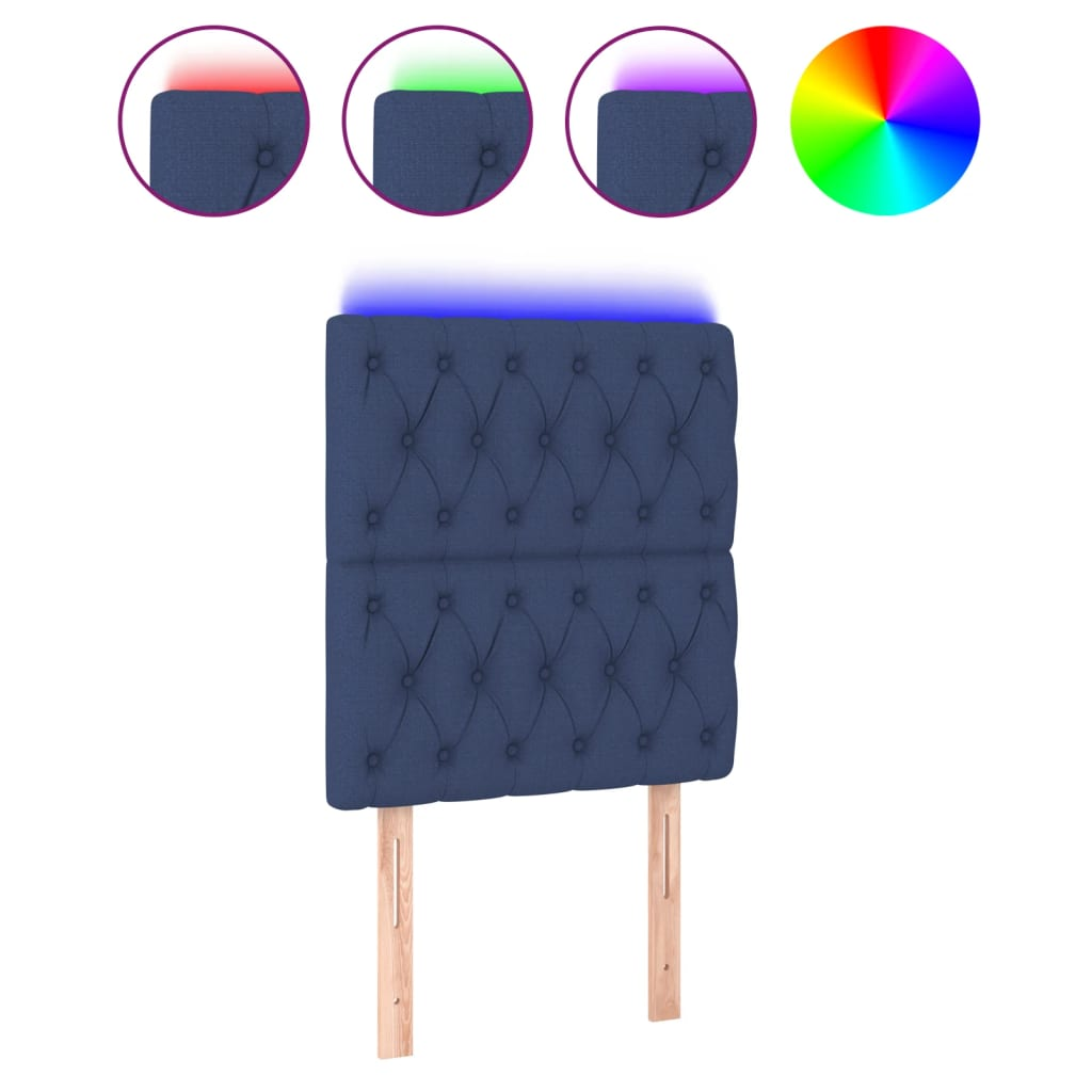 kék szövet LED-es fejtámla 80x7x118/128 cm (3122740)