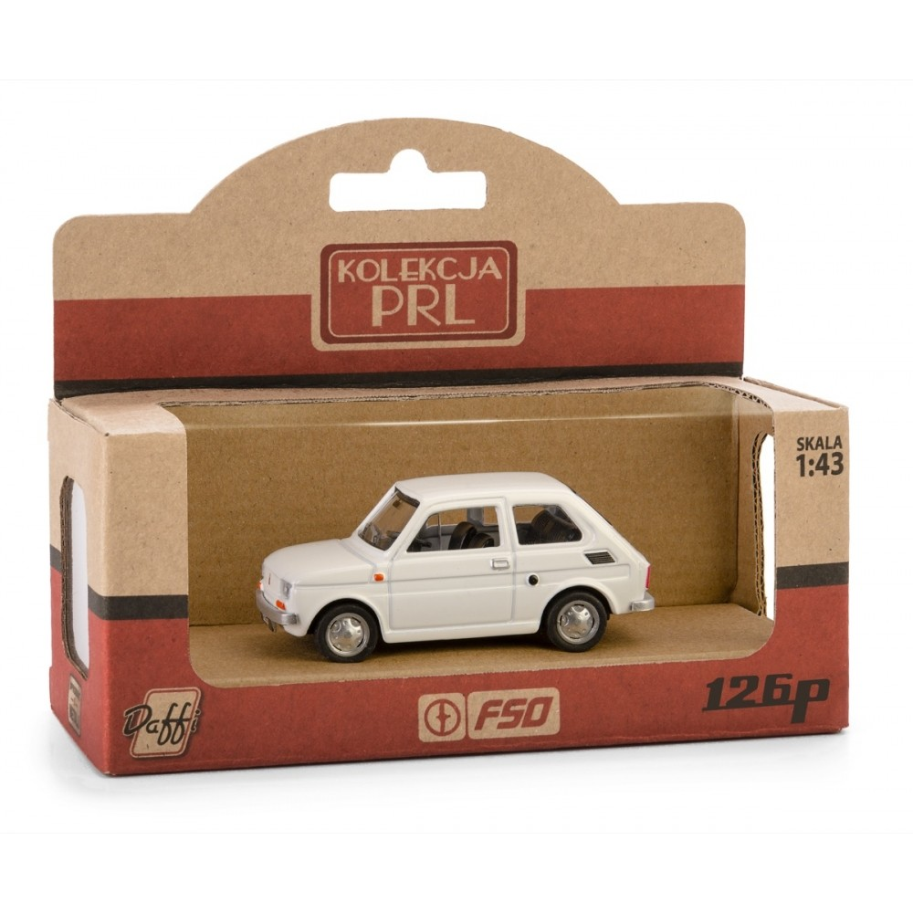 Daffi: PRL Fiat 126p autó fém és műanyag modell - Fehér (K-569)