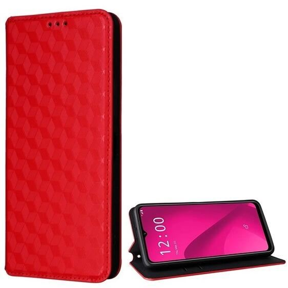 Gigapack T Phone 2 5G 3D rombusz mintás prémium fliptok piros (GP-159779) (GP-159779)