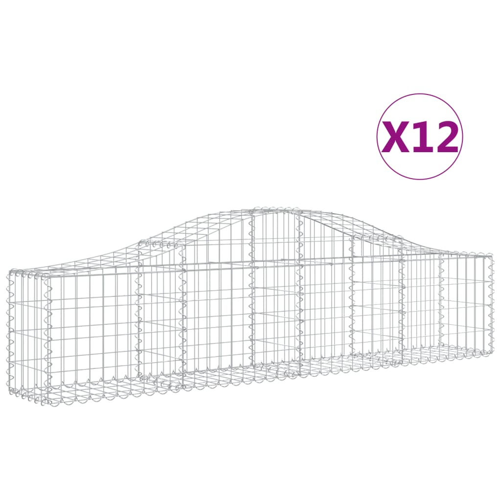 12 db íves horganyzott vas gabion kosár 200x30x40/60 cm (3145377)
