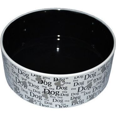 Yarro International Miska ceramiczna dla psa DOG biało-czarna 19.5x7.5 cm