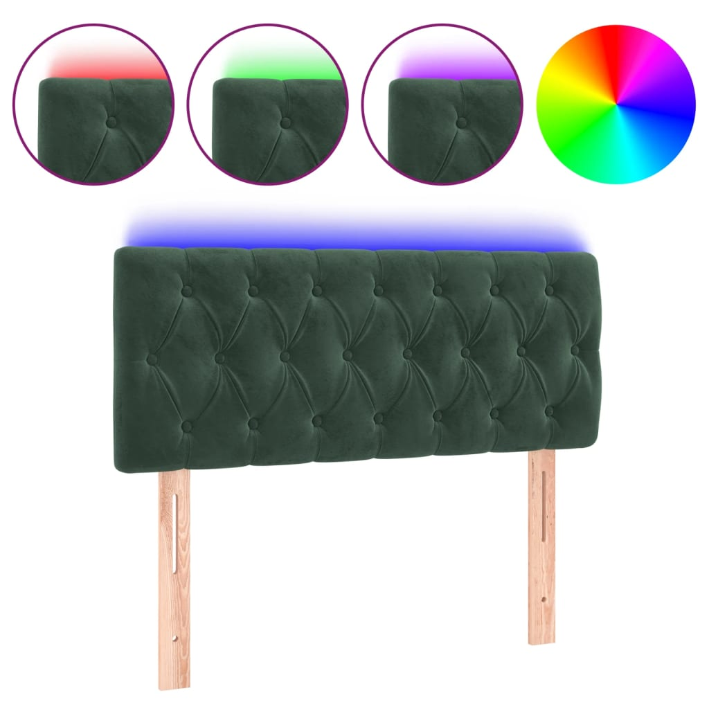 sötétzöld bársony LED-es fejtámla 90 x 7 x 78/88 cm (3121987)