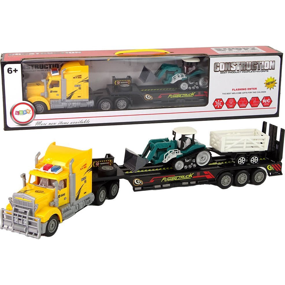 R/C Teherautó - 60 cm, Kotró Pótkocsival, Távirányítós, Sárga (14609)