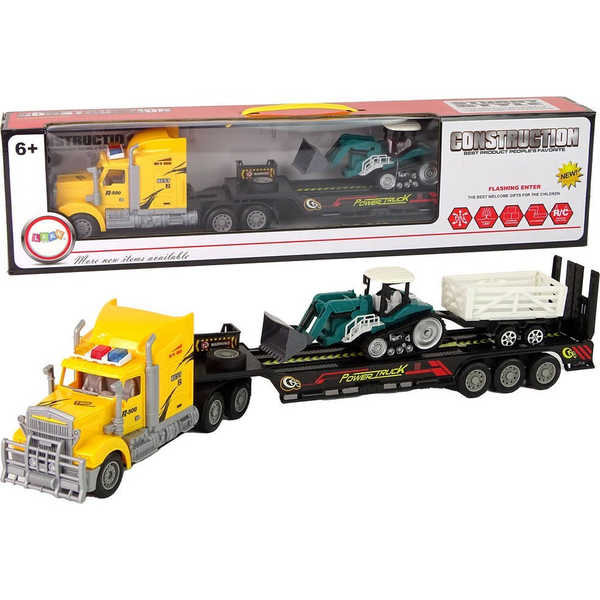R/C Teherautó - 60 cm, Kotró Pótkocsival, Távirányítós, Sárga