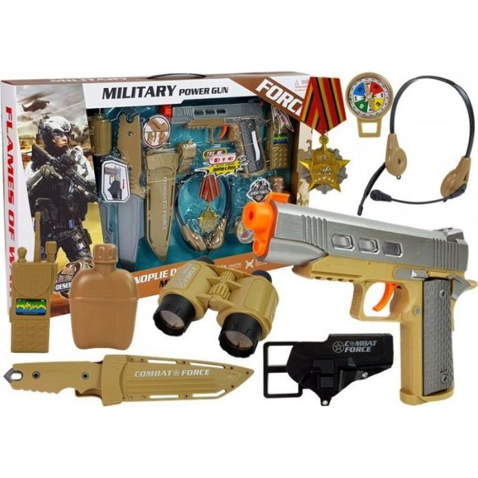 Lean Toys Katonai Felszerelés Kiegészítőkkel, Pisztolykés, Távcső, Fejhallgató, Síp, Rövidhullámú Rádió (7873-uniw)