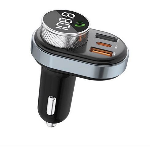 Awei C-843 2x USB-A - USB-C autós töltő FM transmitterrel fekete